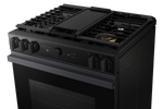 Samsung BESPOKE Matte Black Steel 30" Gas True Convection Slide in Range with Air Sous Vide and Air Fry (6.0cu.ft) - NSG6DG8500MTAA