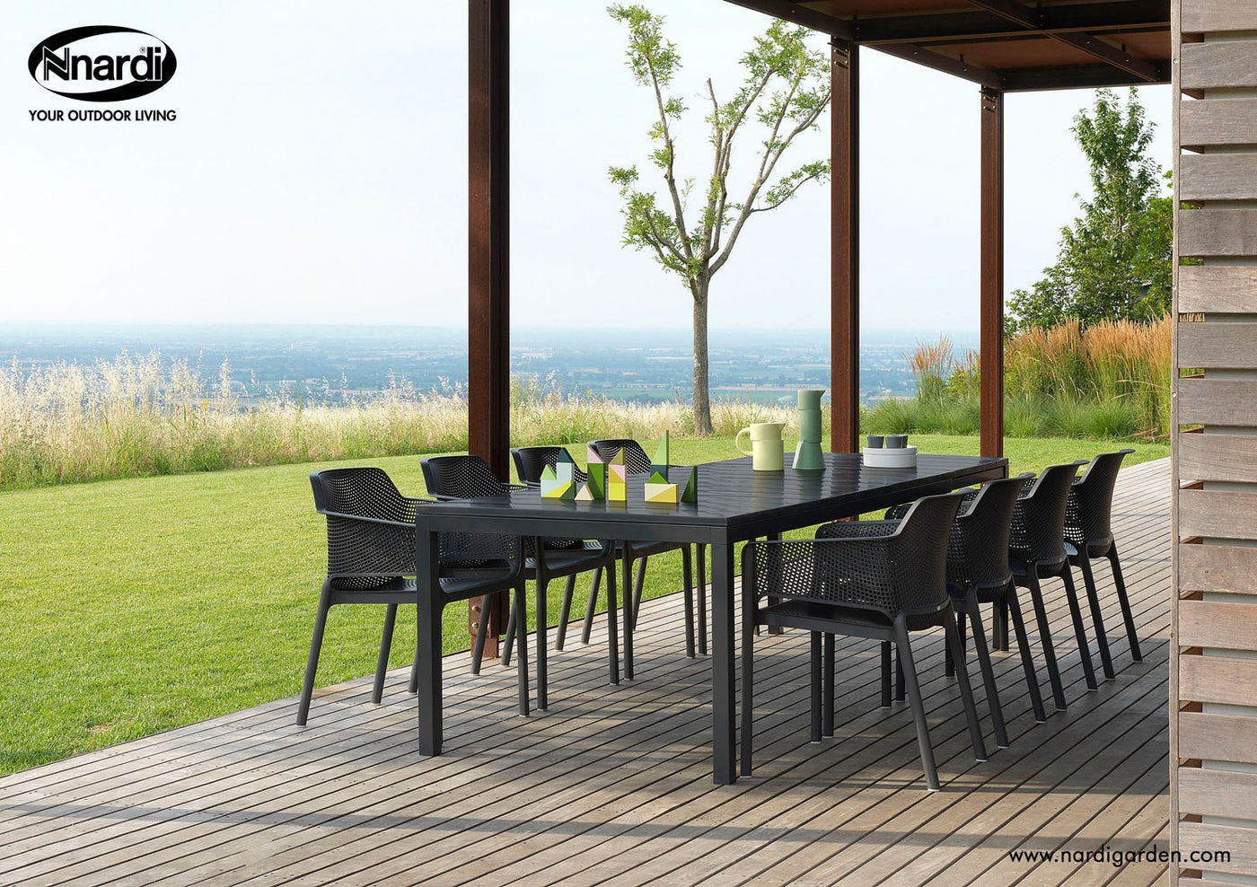 Nardi Rio 55"-83" Outdoor Extension Dining Table - Black