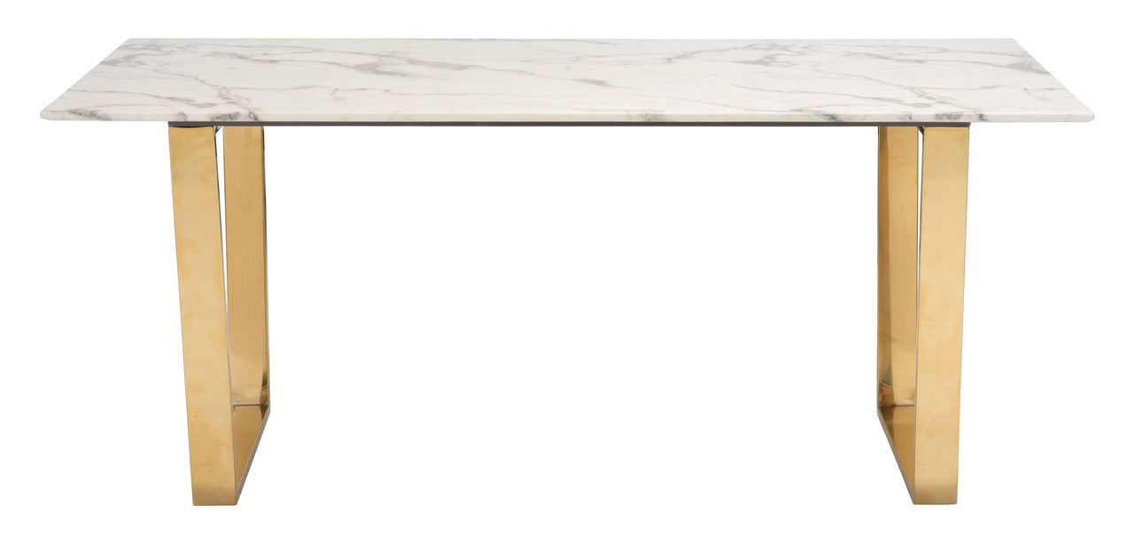 Nezahual 71" Dining Table - Stone/Gold