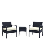 Austwell 3-Piece Outdoor Conversation Set - Black/Cream