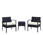 Austwell 3-Piece Outdoor Conversation Set - Black/Cream