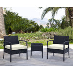 Austwell 3-Piece Outdoor Conversation Set - Black/Cream