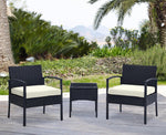 Austwell 3-Piece Outdoor Conversation Set - Black/Cream