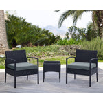 Austwell 3-Piece Outdoor Conversation Set - Black/Grey