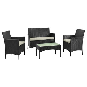 Lavaca 4-Piece Outdoor Conversation Set - Black/Cream