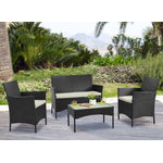 Lavaca 4-Piece Outdoor Conversation Set - Black/Cream