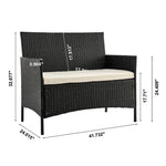 Lavaca 4-Piece Outdoor Conversation Set - Black/Cream