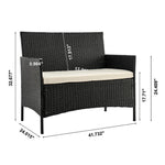 Lavaca 4-Piece Outdoor Conversation Set - Black/Cream