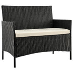 Lavaca 4-Piece Outdoor Conversation Set - Black/Cream