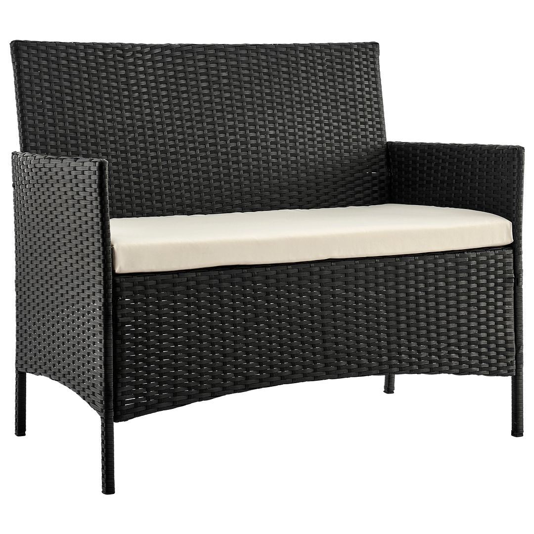 Lavaca 4-Piece Outdoor Conversation Set - Black/Cream