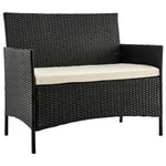 Lavaca 4-Piece Outdoor Conversation Set - Black/Cream