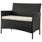Lavaca 4-Piece Outdoor Conversation Set - Black/Cream