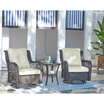 Cypremort Swivel 3-Piece Outdoor Conversation Set - Mixed Grey Weave/Cream