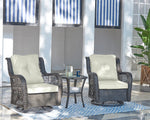 Cypremort Swivel 3-Piece Outdoor Conversation Set - Mixed Grey Weave/Cream
