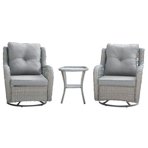 Cypremort Swivel 3-Piece Outdoor Conversation Set - Mixed Grey