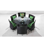 Andaman 7 Piece Outdoor Dining Set - Green / Black