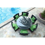 Andaman 7 Piece Outdoor Dining Set - Green / Black