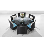 Andaman 7 Piece Outdoor Dining Set - Sky Blue/Black