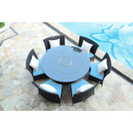 Andaman 7 Piece Outdoor Dining Set - Sky Blue/Black
