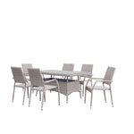 Nueces 7-Piece Stackable Outdoor Dining Package - Nature Tan Weave