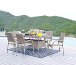 Nueces 7-Piece Stackable Outdoor Dining Package - Nature Tan Weave