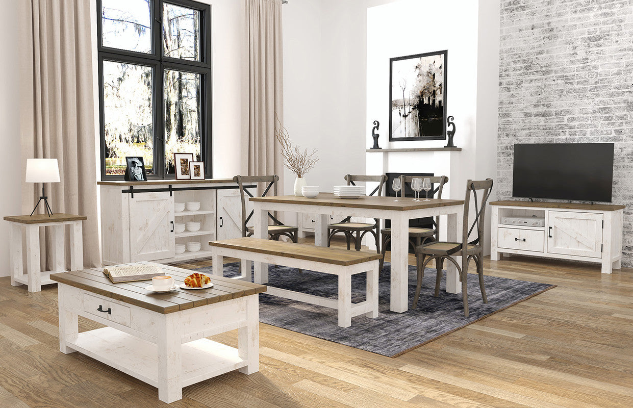 Borsgade Reclaimed Pine TV Stand - Antique White/Rustic Natural