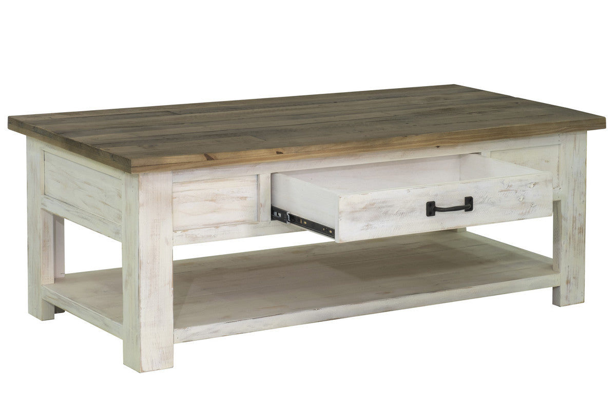 Borsgade Reclaimed Pine Coffee Table - Antique White/Rustic Natural