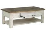 Borsgade Reclaimed Pine Coffee Table - Antique White/Rustic Natural
