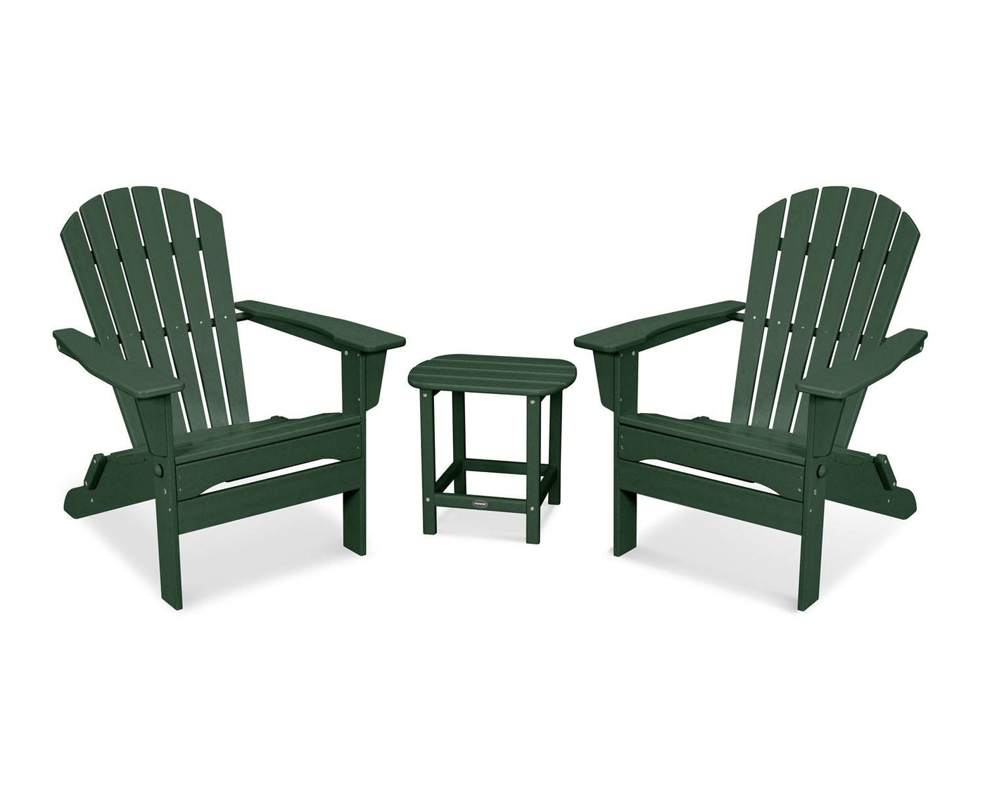 POLYWOODÂ® South Beach 3-Piece Folding Adirondack Set - Green