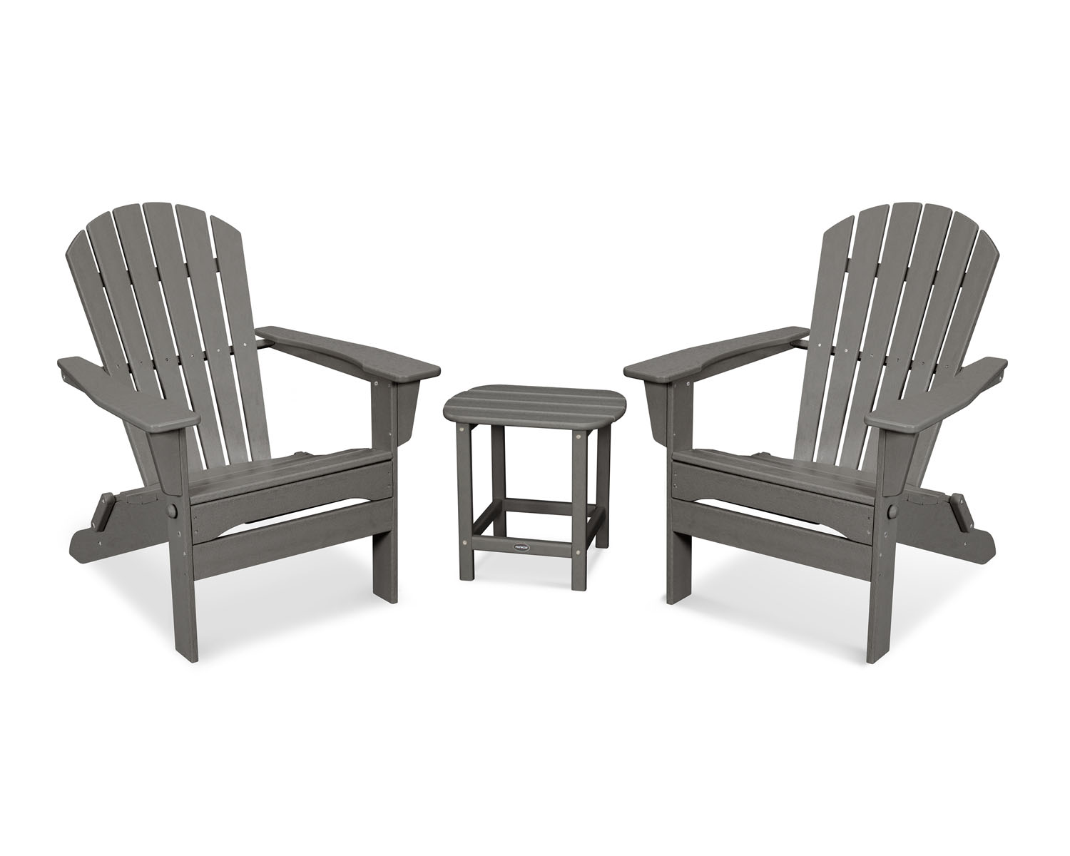 POLYWOODÂ® South Beach 3-Piece Folding Adirondack Set - Slate Grey