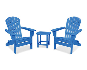 POLYWOODÂ® South Beach 3-Piece Folding Adirondack Set - Pacific Blue