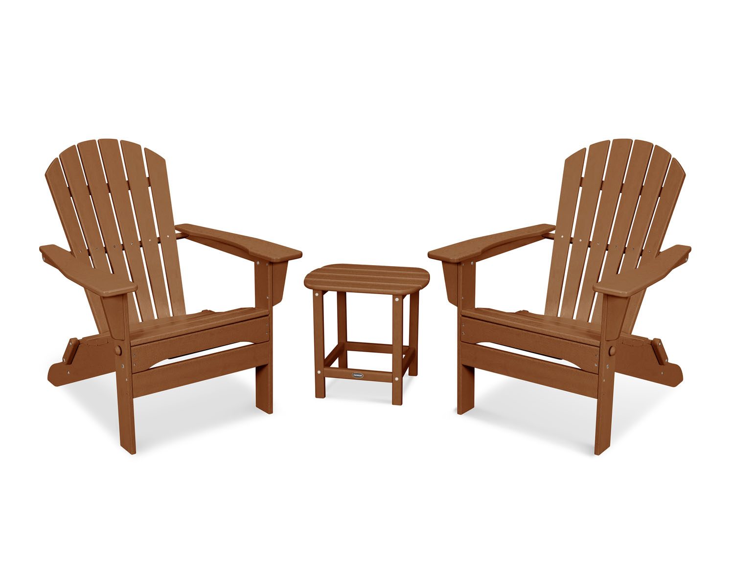 POLYWOODÂ® South Beach 3-Piece Folding Adirondack Set - Teak