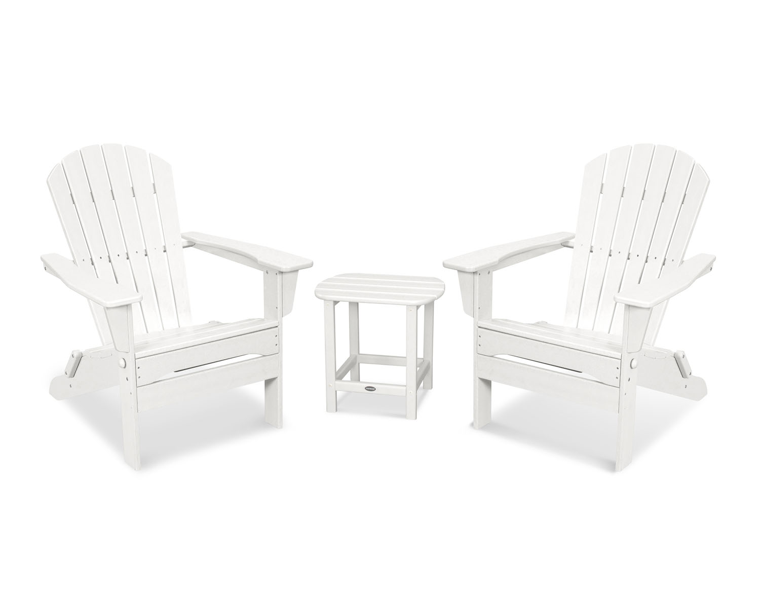 POLYWOODÂ® South Beach 3-Piece Folding Adirondack Set - White