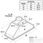 VICTORY Stainless Steel 30" 600 CFM Range Hood Insert - Q1-30