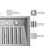 VICTORY Stainless Steel 36" 700 CFM Range Hood Insert - Q2-36