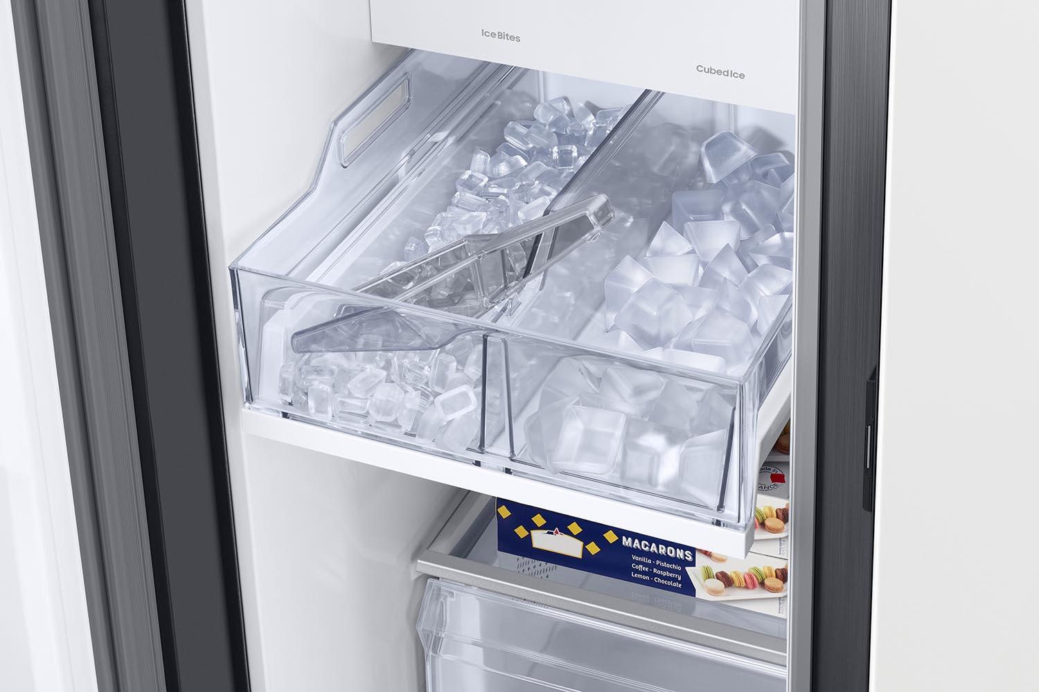 Samsung BESPOKE White Glass 36" Side-by-Side Refrigerator with Beverage Center (22.6 cu.ft) - RS23CB760012AA