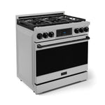 Thor Kitchen Stainless Steel Freestanding Professional Liquid Propane Gas Range|Gordon Ramsay Series (6 cu.ft.) - RSG36LP-BLK