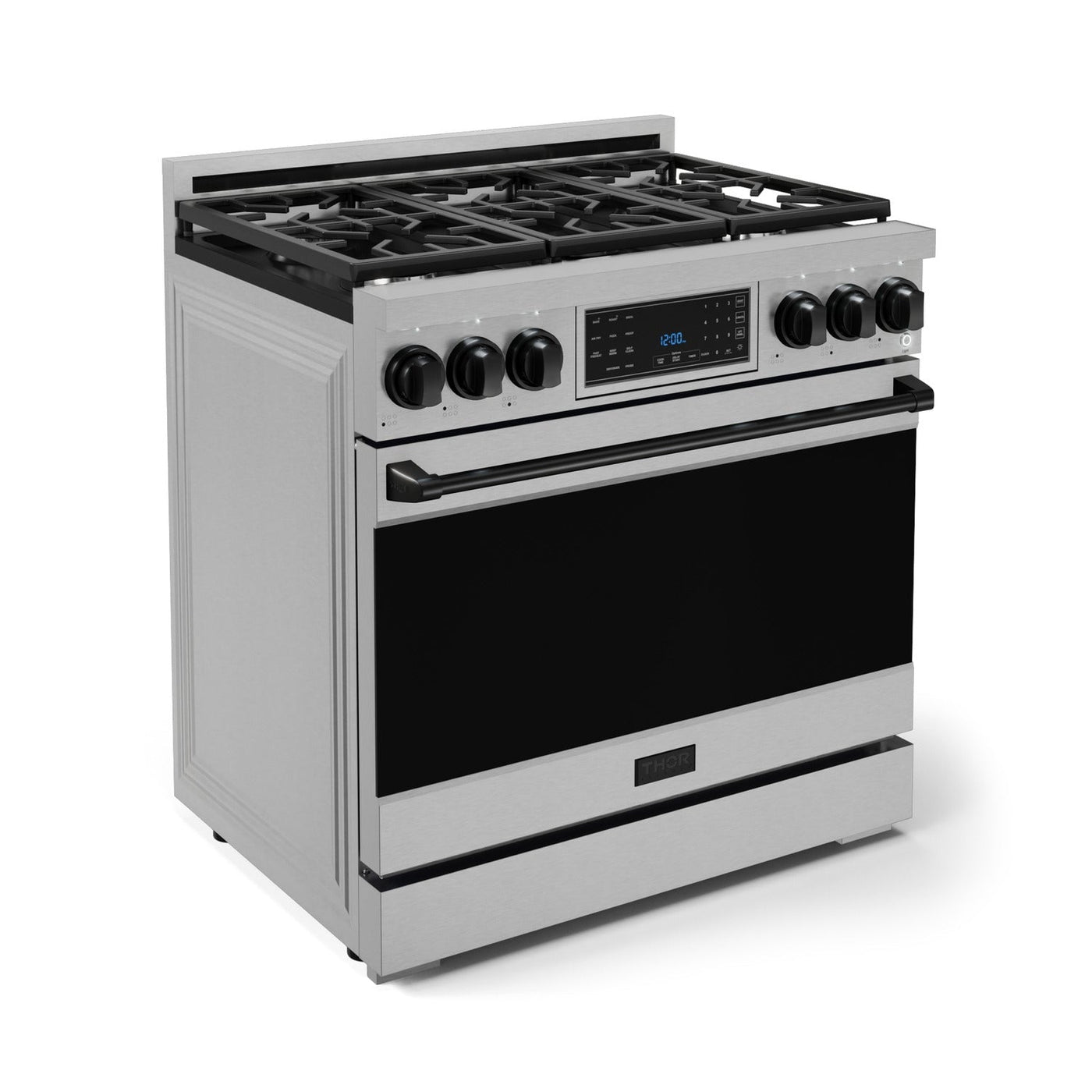Thor Kitchen Stainless Steel Freestanding Professional Liquid Propane Gas Range|Gordon Ramsay Series (6 cu.ft.) - RSG36LP-BLK