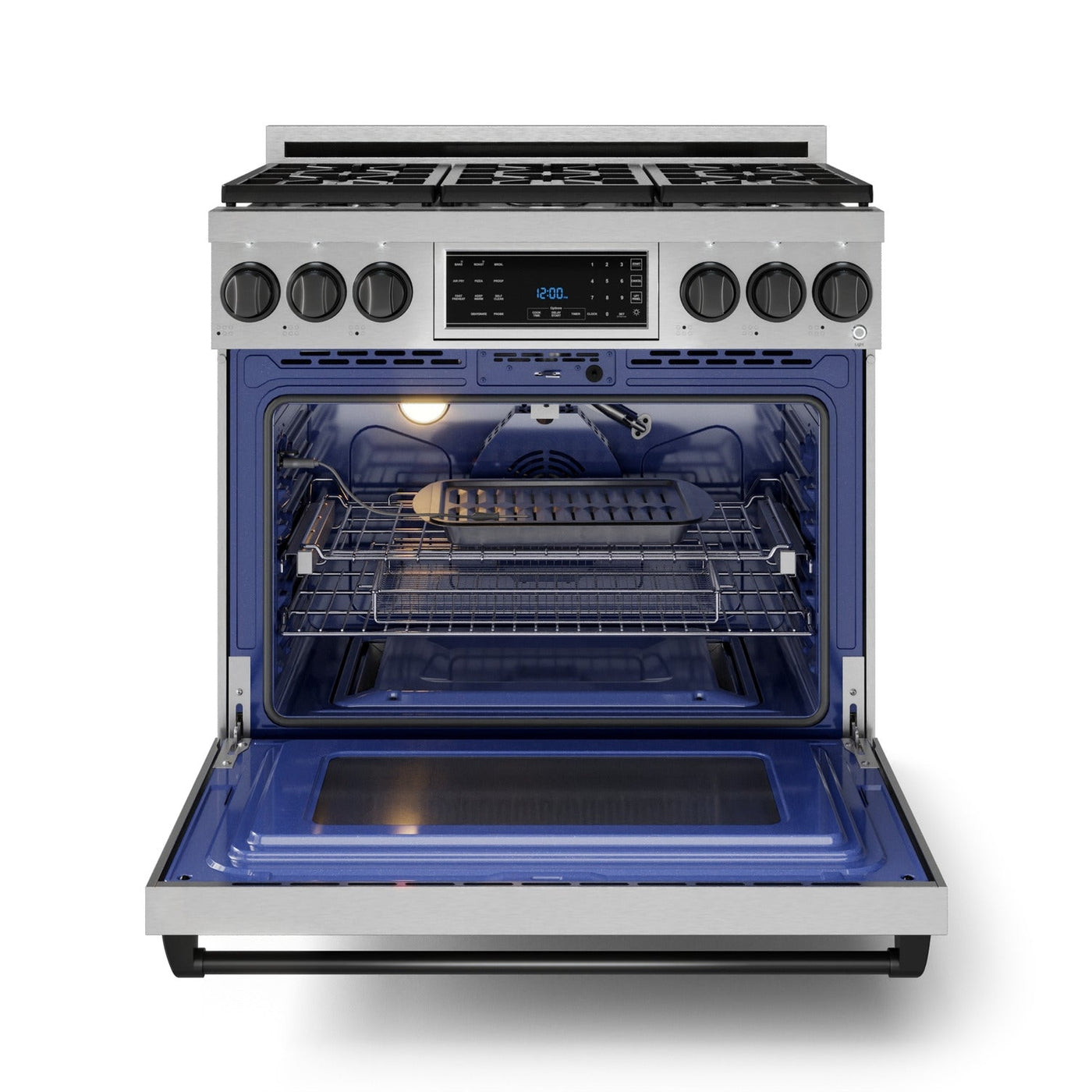 Thor Kitchen Stainless Steel Freestanding Professional Liquid Propane Gas Range|Gordon Ramsay Series (6 cu.ft.) - RSG36LP-BLK