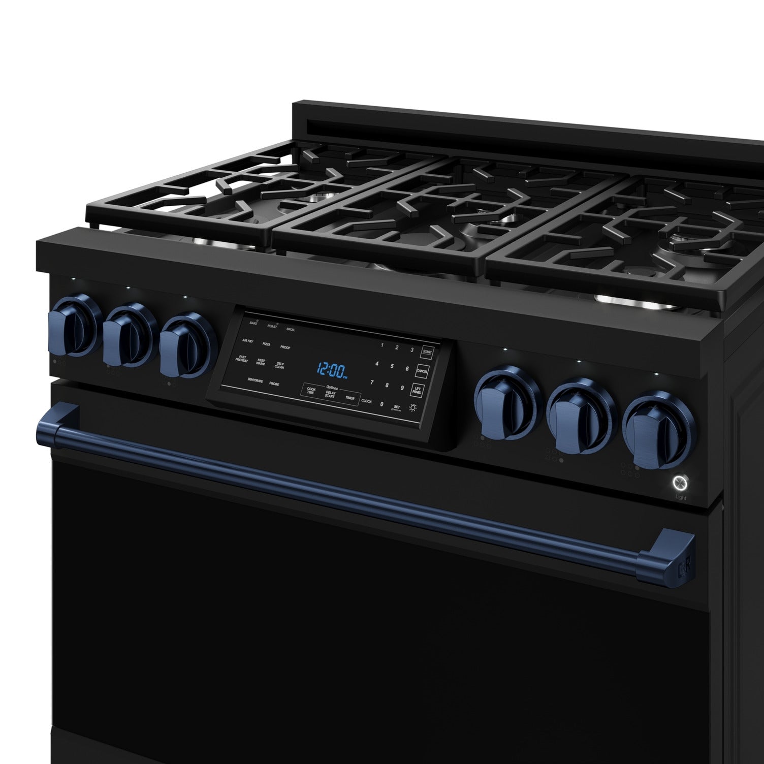 Thor Kitchen Black Stainless Steel Freestanding Professional Liquid Propane Gas Range|Gordon Ramsay Series (6 cu.ft.) - RSG36BLP-BLU