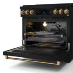 Thor Kitchen Black Stainless Steel Freestanding Professional Liquid Propane Gas Range|Gordon Ramsay Series (6 cu.ft.) - RSG36BLP-BRZ