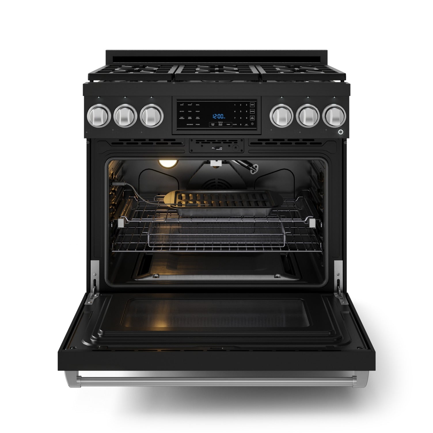 Thor Kitchen Black Stainless Steel Freestanding Professional Liquid Propane Gas Range|Gordon Ramsay Series (6 cu.ft.) - RSG36BLP-SS