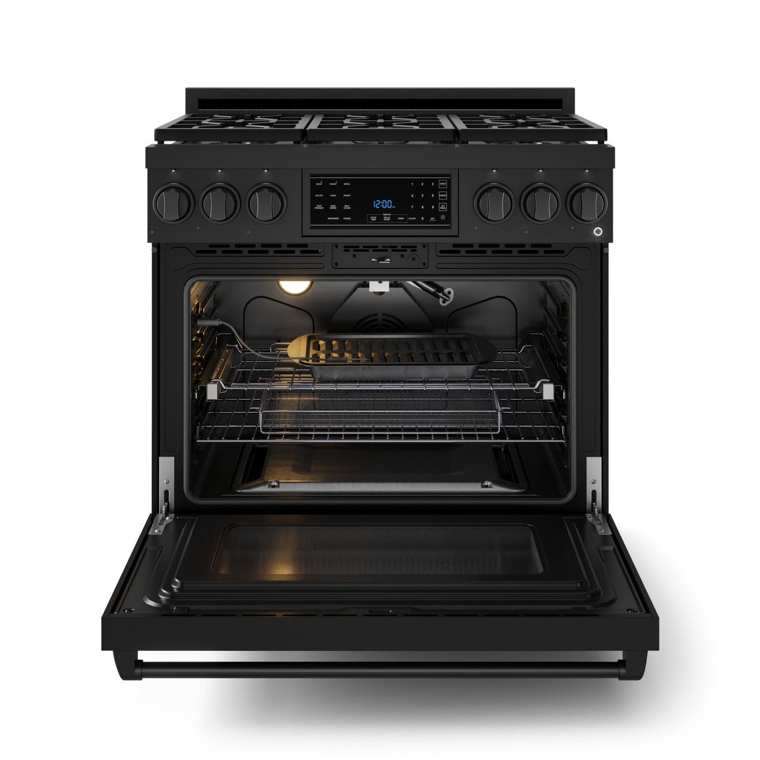 Thor Kitchen Black Stainless Steel Freestanding Professional Liquid Propane Gas Range|Gordon Ramsay Series (6 cu.ft.) - RSG36BLP