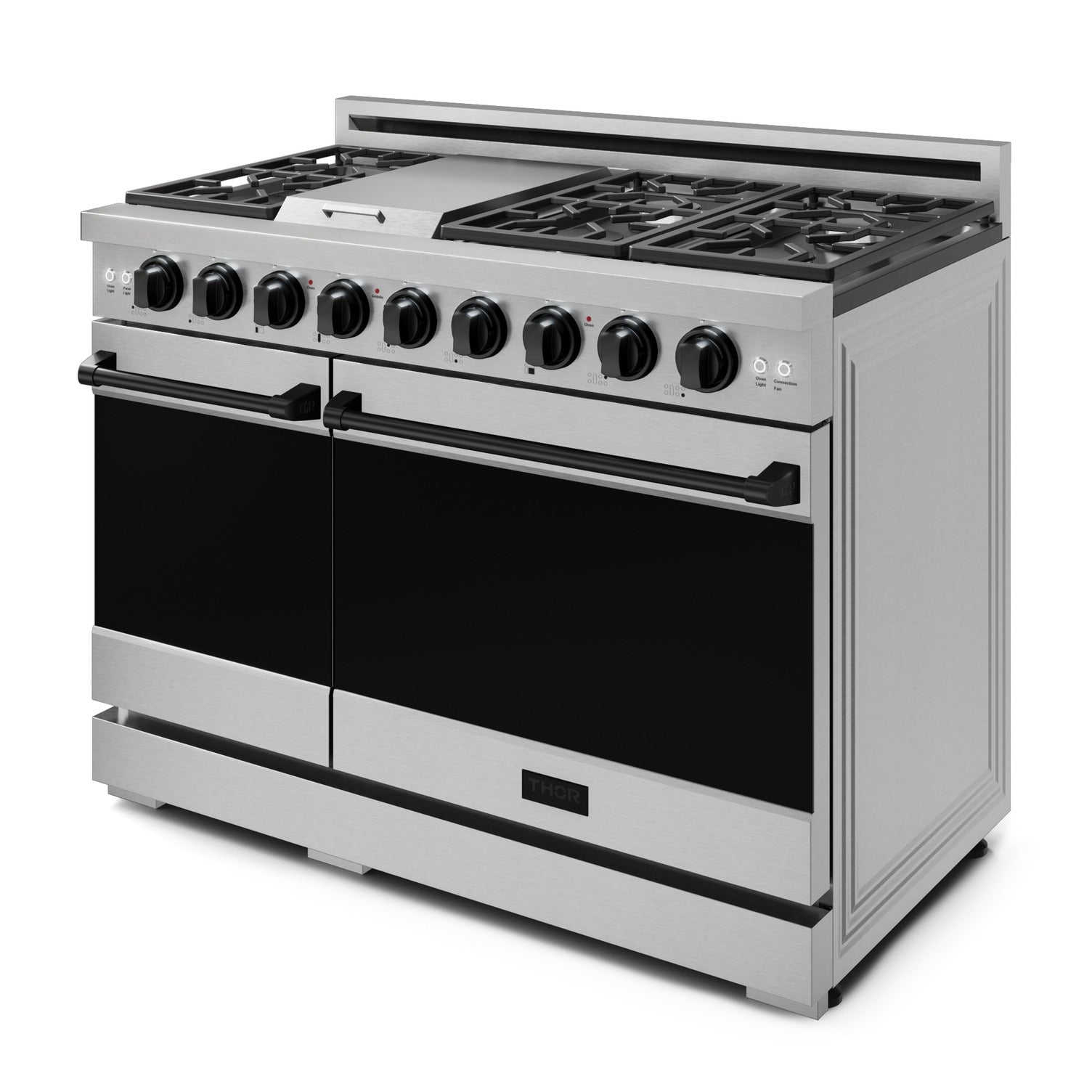 Thor Kitchen Stainless Steel Freestanding Professional Double Oven Liquid Propane Gas Range|Gordon Ramsay Series (7 cu.ft.) - RSG48ELP-BLK