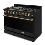 Thor Kitchen Black Stainless Steel Freestanding Professional Double Oven Liquid Propane Gas Range|Gordon Ramsay Series (7 cu.ft.) - RSG48EBLP-BRZ