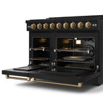 Thor Kitchen Black Stainless Steel Freestanding Professional Double Oven Gas Range|Gordon Ramsay Series (7 cu.ft.) - RSG48EB-BRZ