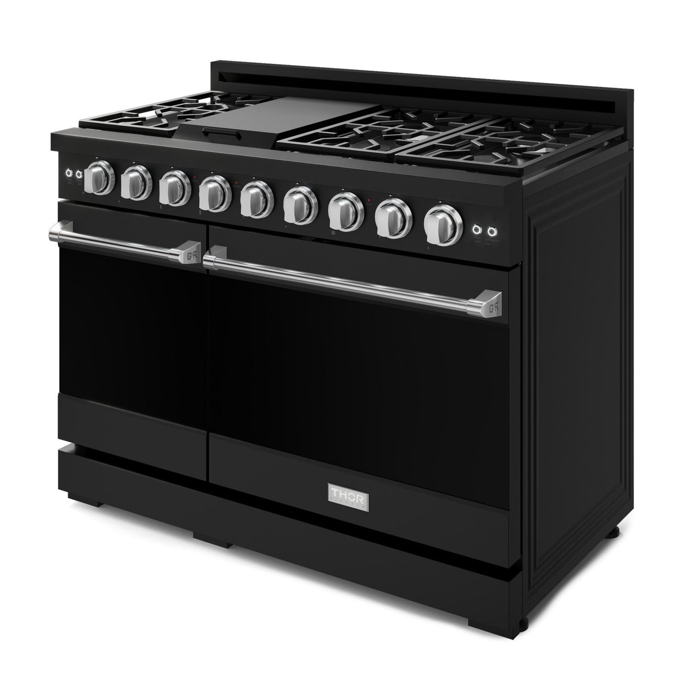 Thor Kitchen Black Stainless Steel Freestanding Professional Double Oven Liquid Propane Gas Range|Gordon Ramsay Series ( cu.ft.) - RSG48EBLP-SS