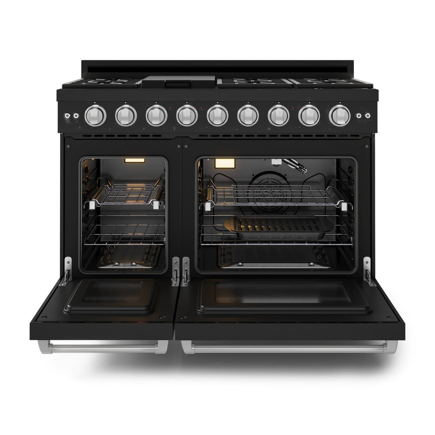 Thor Kitchen Black Stainless Steel Freestanding Professional Double Oven Liquid Propane Gas Range|Gordon Ramsay Series ( cu.ft.) - RSG48EBLP-SS