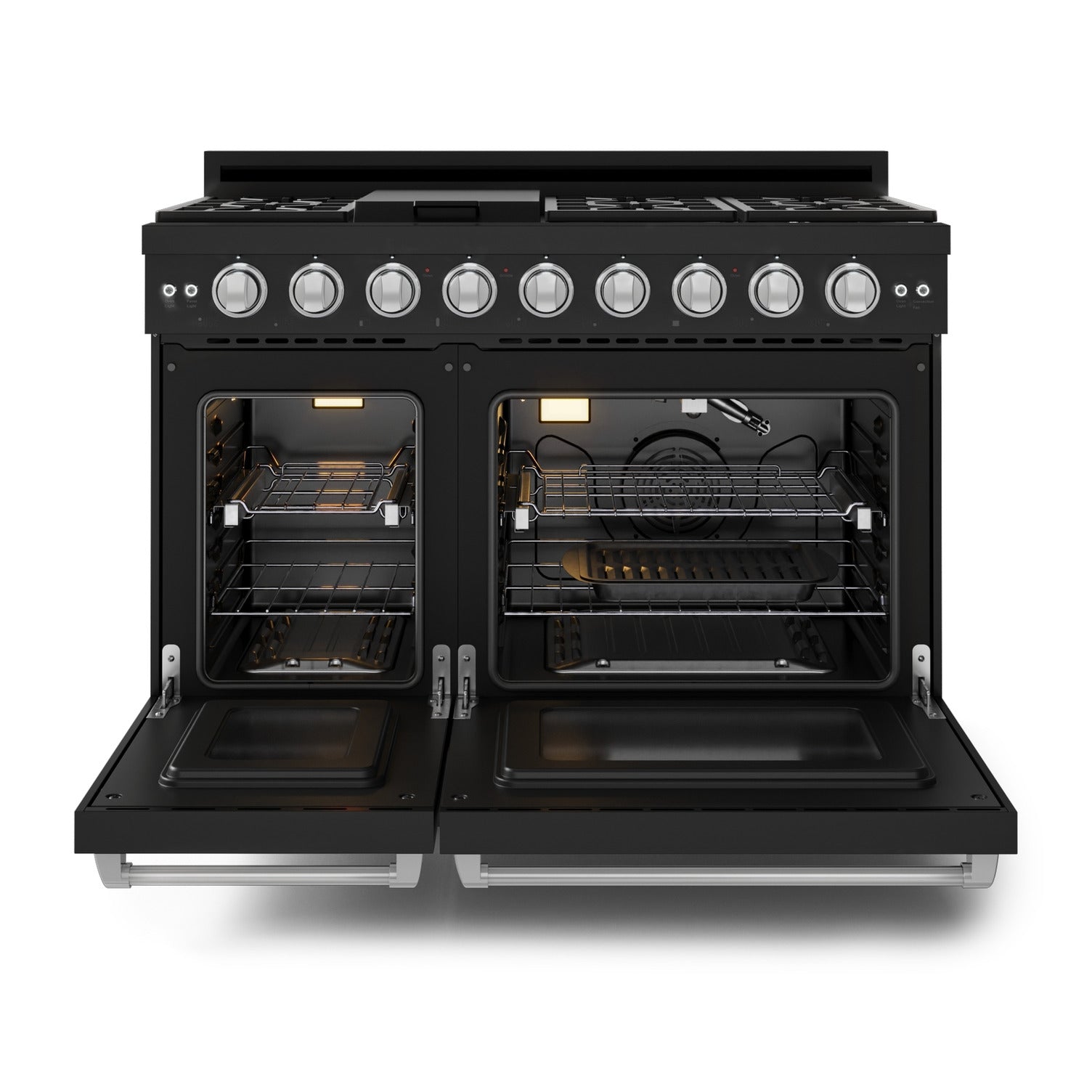 Thor Kitchen Black Stainless Steel Freestanding Professional Double Oven Liquid Propane Gas Range|Gordon Ramsay Series ( cu.ft.) - RSG48EBLP-SS