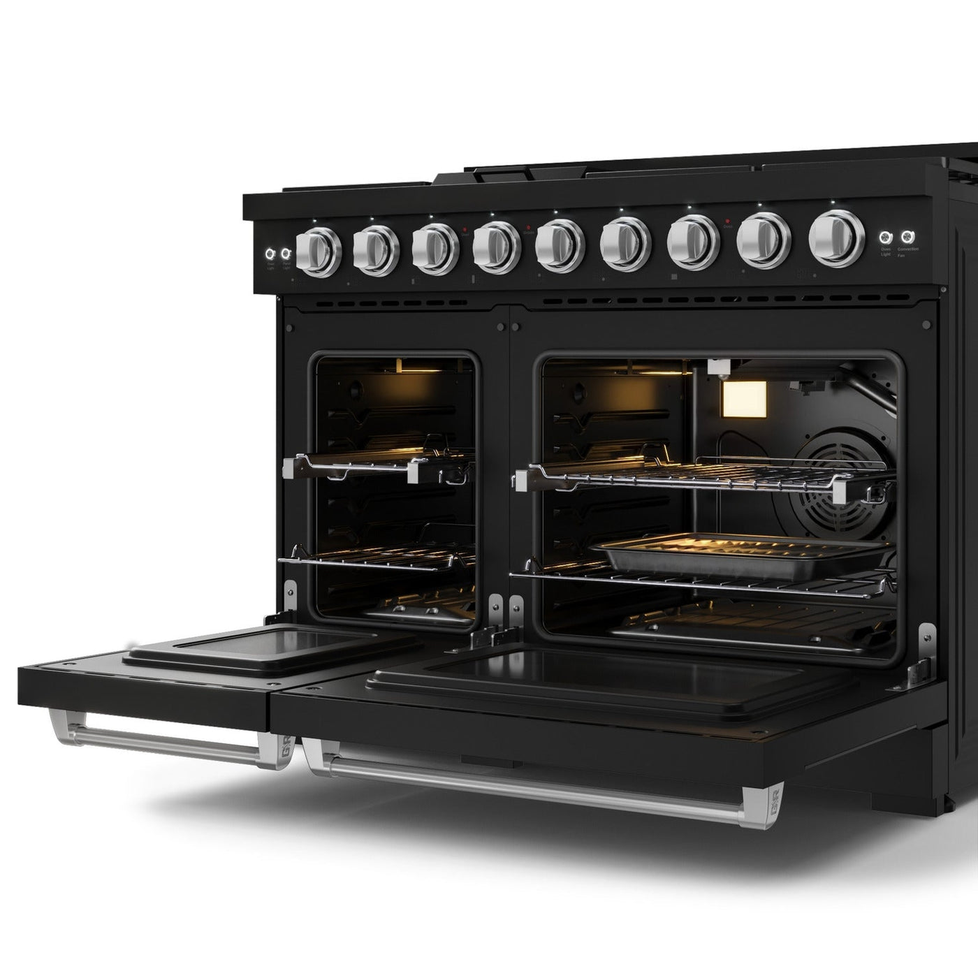 Thor Kitchen Black Stainless Steel Freestanding Professional Double Oven Liquid Propane Gas Range|Gordon Ramsay Series ( cu.ft.) - RSG48EBLP-SS